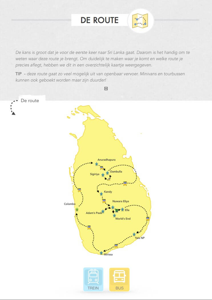 route Reisgids Sri lanka