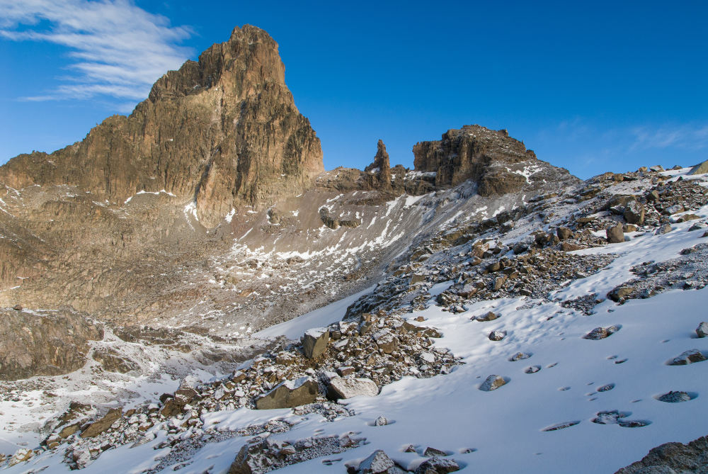 sneeuw op Mount Kenya, Kenia