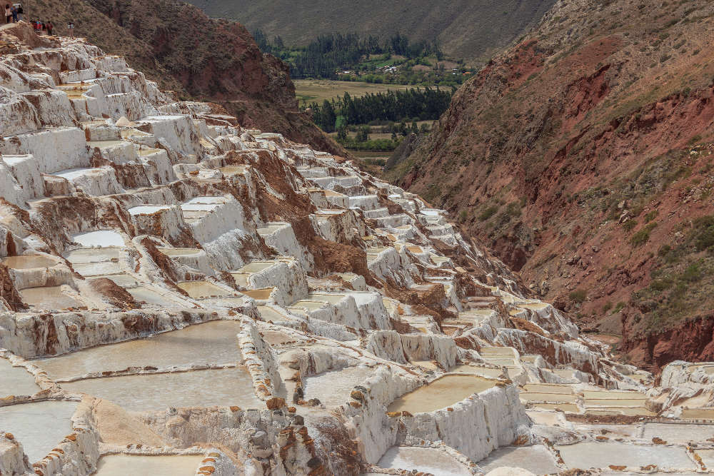 De Maras Salt Flats tijdens het droge seizoen