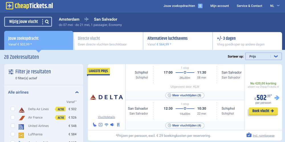 Vliegtickets naar El Salvador