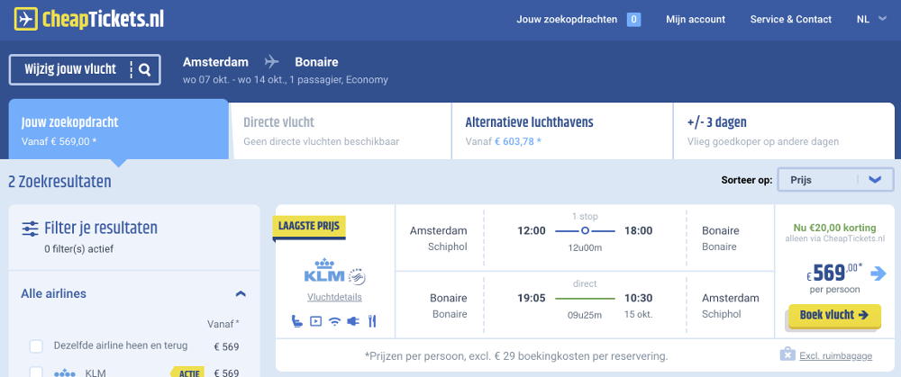 Vliegtickets naar Bonaire