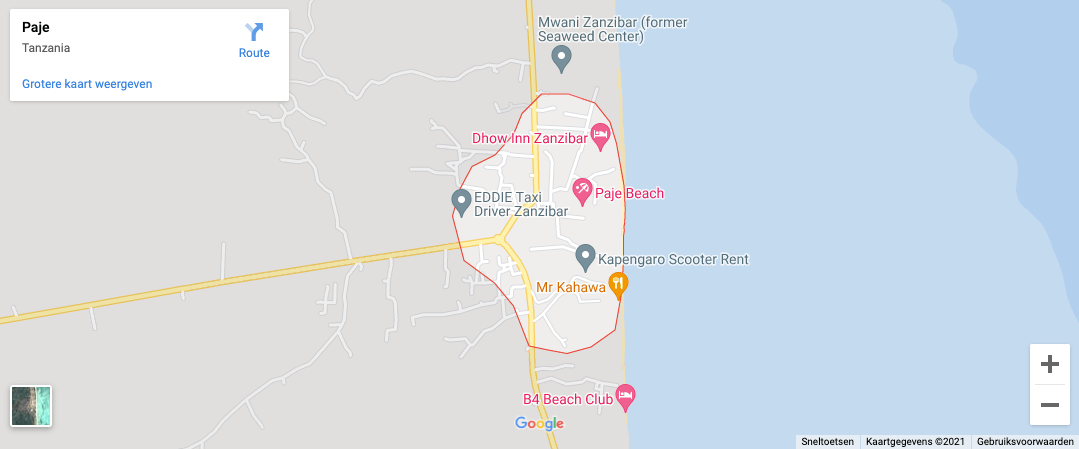 Locatie Paje Zanzibar